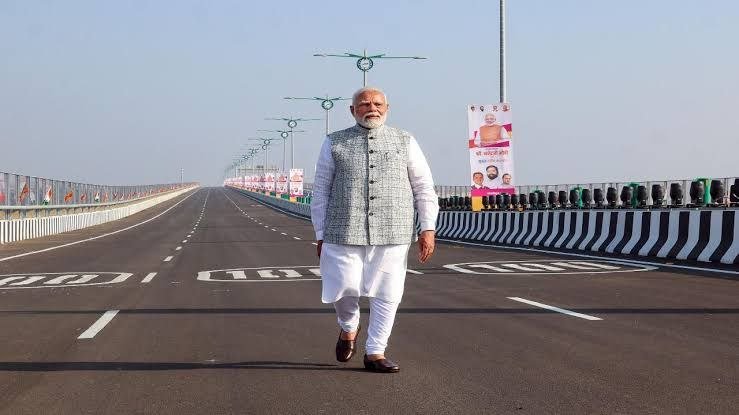 pm narendra modi at atal setu